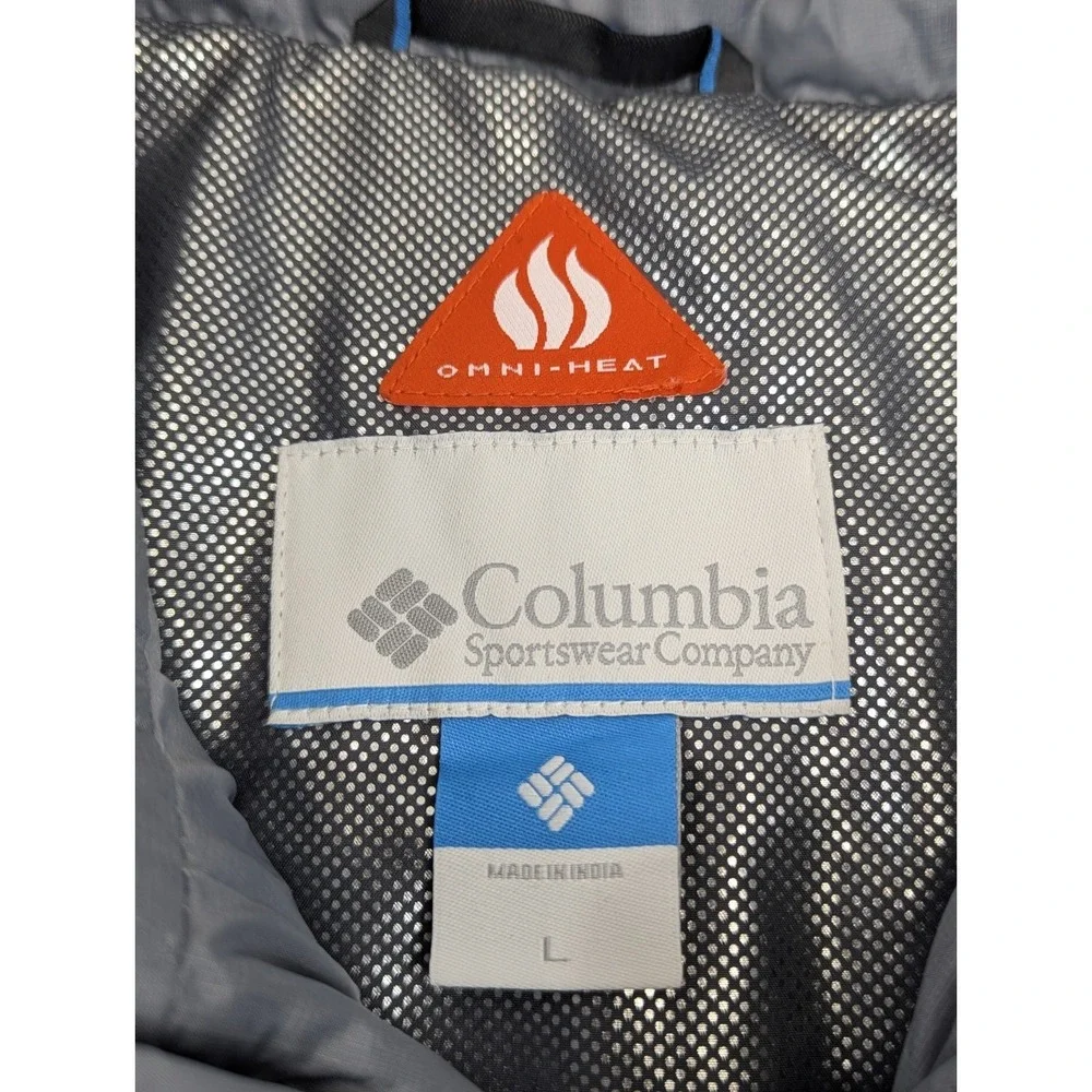 Columbia Omni Heat Puffer Vest Mens LG Gray Full Zip Quilted Winter Outdoor